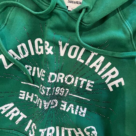 Zadig and Voltaire Spencer Rhinestone Blason Hoodie Sweater XS Golden Goose - Picture 4 of 5